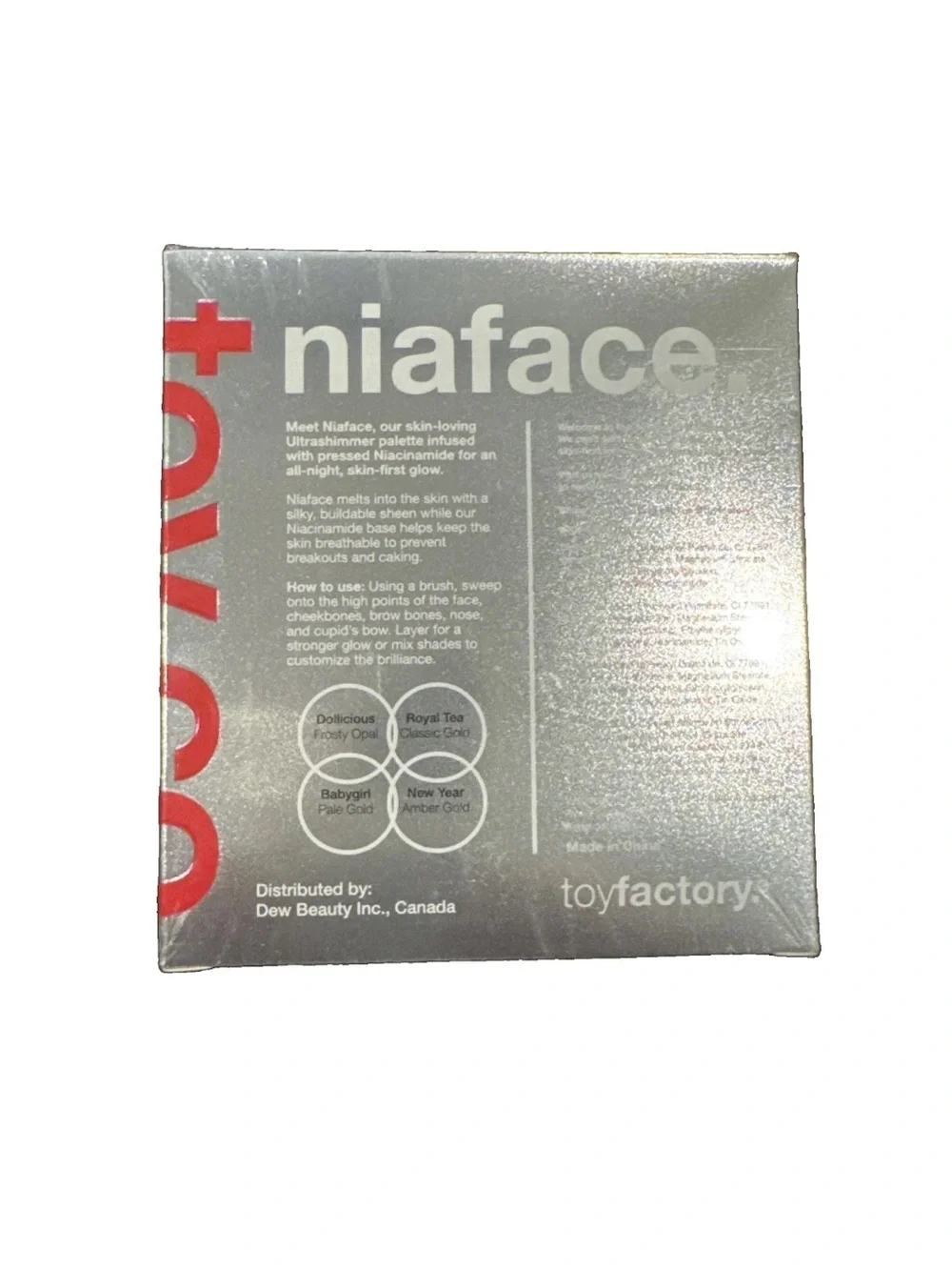 toyfactory Niacinamide Highlighter Palette 0.88oz Glow Makeup NEW niaface Sealed
